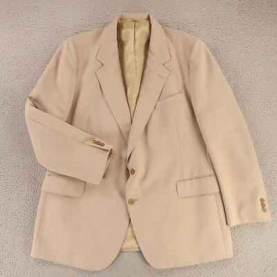 Herringbone Jacket XL Beige Self Stripe Polyester Blazer Sport Coat 46R - Image 1 of 4