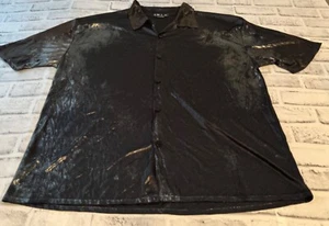 Vtg YMLA Shirt Mens Medium Black Large Shiny Rave Disco Retro 80s 90s Y2K - Picture 1 of 6