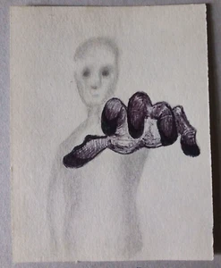 ACEO Mini Original Painting. Halloween. zombie hand. creepy painting. Horror. - Picture 1 of 2