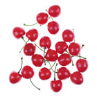 10X Fake Fruit Small Artificial Flower Red Cherry For Kids Funny Kitchen Toys I4