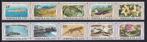 NORFOLK ISLAND 1982 Philip & Nepean Islands set strips of 5 SG 274a, 279a MNH/** Cover