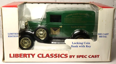 Liberty Classics SpecCast FORD Model A OLIVER FARM Die Cast Truck Coin Bank H7 - Image 1 of 4