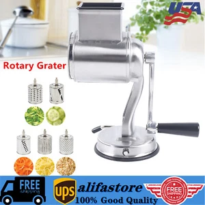 Stainless Steel Rotary Cheese Grater Hand Drum Slicer Crank Vegetable Chopper - Picture 1 of 16
