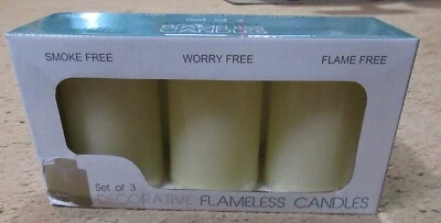Set Of 3 Decorative Flameless Candles: Vanilla Scented - Image 1 of 3