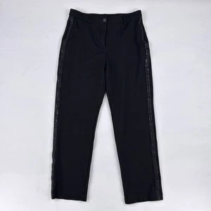 TanJay Black Ankle Pants Size 10 Straight Leg Sequin Tuxedo Side Stripe - Bild 1 von 8
