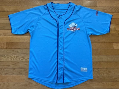 Texas Rangers Dynasty Jersey Men Size L Solid Blue Button Short Sleeve EUC BB - Image 1 of 4