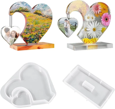 Cornice in Resina Epossidica, Stampi in Silicone a Forma Di Cuore per Resina Epo - Immagine 1 di 4