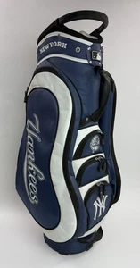 New York Yankees Golf Bag 14 Way Cart Bag w/ Cover & Strap Good Condition - Picture 1 of 8