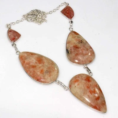 Collar enchapado en plata 925 Sunstone 19" diseño inspirado en el lujo GW Foto 1 de 3