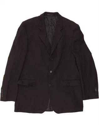 PIERRE CARDIN Mens 3 Button Blazer Jacket UK 44 2XL Black Pinstripe Wool CV07 - Image 1 of 3
