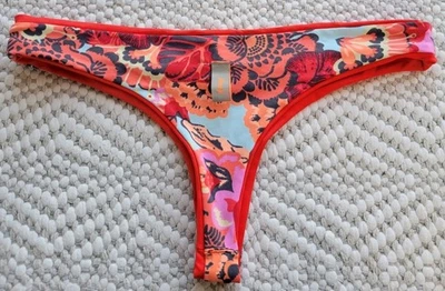 Maaji Brazilian Cut Reversible Bikini Bottoms ONLY Red / Floral Women's Medium  - Image 1 of 4