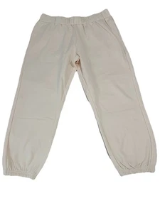 Pact Womens XL Sweatpants Organic Cotton Tapered Leg Pockets Cream NWOT - Picture 1 of 6