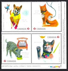 LOVE YOUR PET * DOG, CAT Canada 2015 #2829b-e MNH Block from Souvenir Sheet - Bild 1 von 1