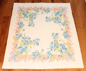 MANTEL DE ALGODÓN ESTAMPADO FLORAL HELECHO ACIANO LILLY STARTEX STARMONT VINTAGE - Imagen 1 de 8