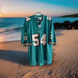 VINTAGE Adidas Miami Dolphins Jersey Mens 2XL Teal Zach Thomas NFL Football - Picture 1 of 9