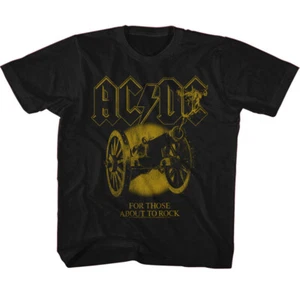 ACDC Gold For Those About To Rock Cannon Youth T Shirt 2T-YXL Heavy Metal Music - Picture 1 of 3