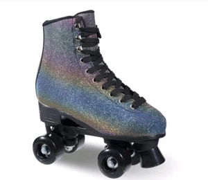 C&C CALIFORNIA Roller Skates Women Cushioned Retro, Black HOLO Rainbow Glitter - Picture 1 of 1