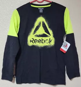 Reebok Jungen Graphic Tee schwarz gelb LS T-Shirt Größe L (10-12) BRANDNEU - Bild 1 von 4
