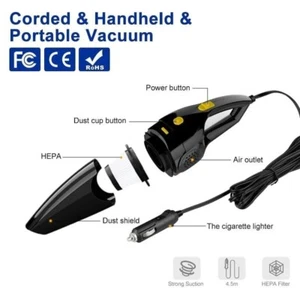 CAR VACCUM CLEANER Portable Strong Wet& Dry Powerful Handheld/ Battery Operated  - Picture 1 of 6