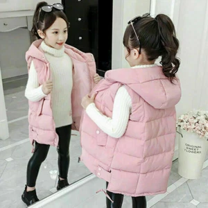 Hooded Light Gilet Down Padded Toddler Jacket Kids Girls Vest Bodywarmer Coat - Picture 1 of 15