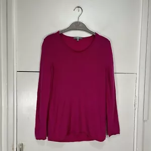 Uniqlo Pullover 100% Kaschmir Fuchsia Rosa Rollsaum Damen Größe L "  - Bild 1 von 6