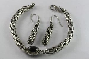 Silver Bracelet Earring Ladies Set Solid Armband Real 925 Silver /582 - Picture 1 of 4