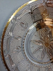 My Estate Sale! Vintage 11.5" Federal Heritage Gold Clear Glass Sandwich Plate - Picture 1 of 7