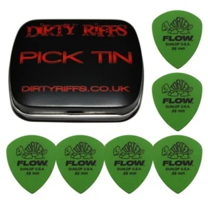 6 selecciones de guitarra Dunlop Tortex Flow estándar de 0,88 mm púas en una lata de púas - Imagen 1 de 1