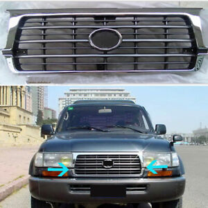 1Pc For Toyota LandCruiser LC80 4500 Car Front Bumper Upper Grille Grid Silver