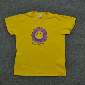 Vintage Chritstian T Shirt Youth Large Yellow Smiley Face Jesus Flower 90s - Picture 1 of 10