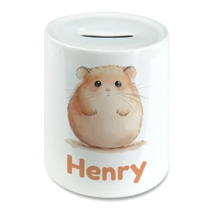 Acuarela personalizada hámster para niños caja de ahorro de dinero alcancía. Cualquier nombre - Imagen 1 de 2