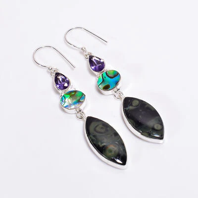 Pendientes colgantes Star Galaxy jaspe abulón concha joyería de moda 2,6" ARE-495 Foto 1 de 3