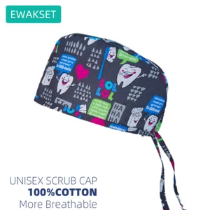 Cute Dentist Operating room Surgical cap 100% Cotton Dentist Clinic Scrub Hat US - Picture 1 of 5