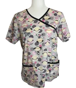 Tafford Medical Uniform Scrub Top Women Size Small Happy Monkey - Picture 1 of 7