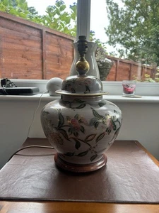 Crackle Ginger Jar Lamp Rochamp Oriental Lighting Chinese Lavender Floral 17” H - Picture 1 of 16