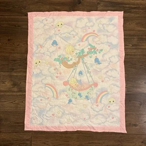 Precious Moments Pink Cloud/Rainbow Baby Quilted Blanket - 47" x 38.5" - Picture 1 of 6