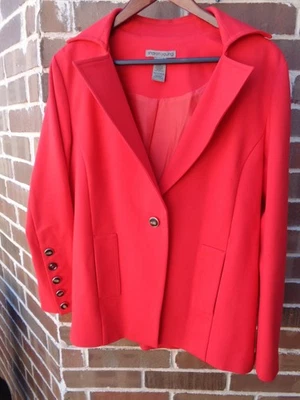 Jaqueta Blazer Sharon Young Feminina Vermelha Tamanho G Forrada Grande - Imagem 1 de 4