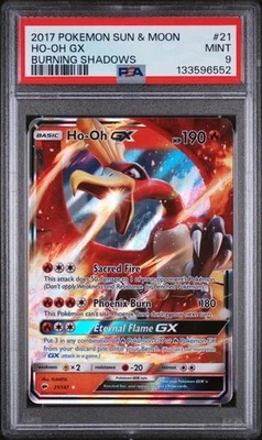 PSA 9 2017 POKEMON SUN & MOON BURNING SHADOWS #21 HO-OH GX BURNING SHADOWS - Image 1 of 2