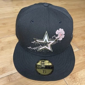 New Era 59FIFTY Houston Astros Dotted Floral Pink 7 7/8 Hat Flower Cooperstown - Picture 1 of 14