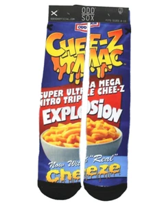 Odd Sox Chee-Z Mac Novelty Crew Socks Fits Sizes 6-13 Blue Yellow - Picture 1 of 3
