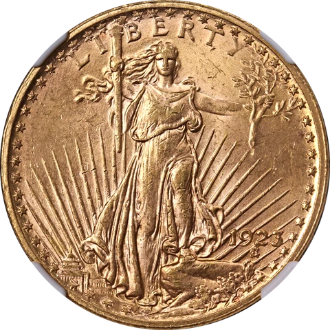 1923-P Saint-Gaudens Gold $20 NGC MS64 Superb Eye Appeal Strong Strike Cover