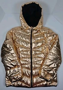 Spyder Coat Womens Alyce Puffer Jacket Thermaweb Metallic Hooded Rose Gold LRG - Picture 1 of 21