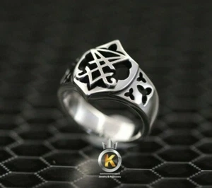 Anello Lucifero Sigillo di Lucifero Anello Argento Inciso Lucifero Unisex Anello Argento - Foto 1 di 5