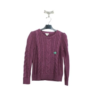 Suéter LL Bean Para Mujer Doble L Cable Cuello Redondo Algodón Púrpura Talla S Mascota Foto 1 de 4