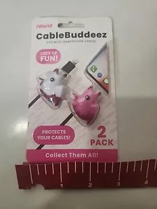 iWorld Cable Buddeez Phone Cord/Cable Protectors 2 Pack UNICORNS *New* - Picture 1 of 5