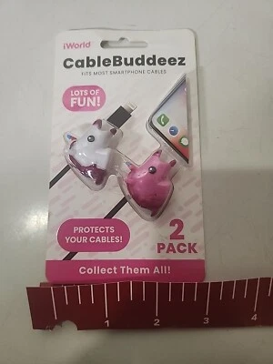 iWorld Cable Buddeez Phone Cord/Cable Protectors 2 Pack UNICORNS *New* - Image 1 of 4