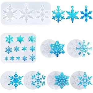 8 Pcs Silicone Christmas Resin Molds Snowflake Ornament Molds for DIY Craft - Picture 1 of 7