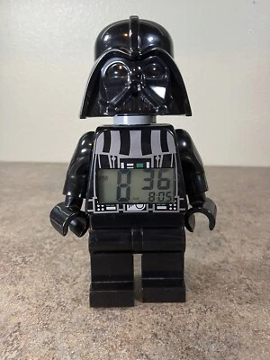 Star Wars LEGO Alarm Clock Darth Vader Mini Figure Black Light Up 9” Tall Works - Image 1 of 4