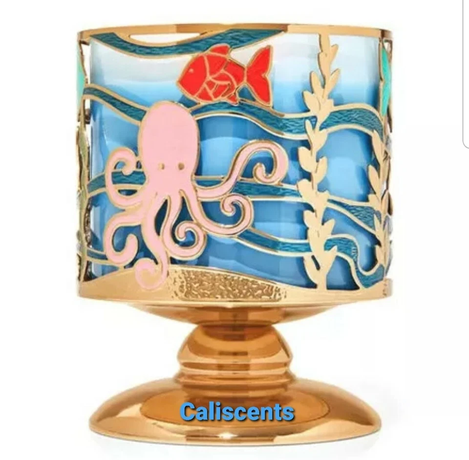 BATH BODY WORKS UNDER WATER SCENE SEA LIFE 3 THREE WICK CANDLE HOLDER  NEW X1 - Image 1 of 1