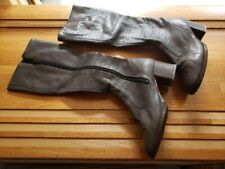 YSL Yves Saint Laurent Leather Long Boots 23.5cm US6.5 Dark Gray Zip Closure